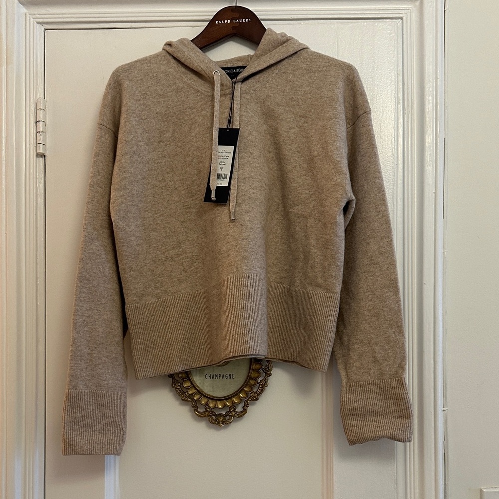 Veronica Beard Cozy Cashmere Beige Hoodie Sweater